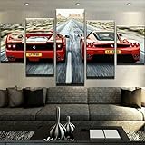 5 Pezzi Arte Murale Stampe su Tela Ferrar Sports Car Enzo Quadro pittura moderna allungato incorniciato opere d'arte da parete per il bagno casa ufficio decorazione