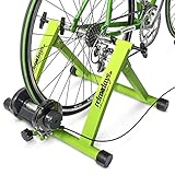 Relaxdays Rullo Trainer Pieghevole Bicicletta 6 velocità, Cerchi da 26-28 Unisex Adulto, Verde, 48 x 55 x 38 cm