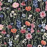 VaryPaper Ccarta da Parati Adesiva Muro Floreale Tropicale 44.5cmx200cm Carta Adesiva per Mobili Vintage Pellicola Adesiva Nera Opaca Carta da Parati Soggiorno Camera Letto Armadi Scaffali