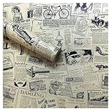 Lependor Rimovibile Autoadesivo Stampato Bastone Buccia di carta da parati vintage e Sfondo Decorativo Rullo Fodera Cassetto Ripiano (Giornale, 0,45m x 3m)