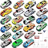TOYABI Macchinine Per Bambini, Cars Giocattoli, Giochi Bimbo con 22 Mini Macchine Giocattolo e 8 Blocchi Stradali, Veicolo Metallo Die Cast 1:64, Set Macchinina Bambina, Gioco Bambino 3 4 5 6 7 8 Anni