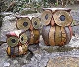 Set of 3 Shabby Chic Owls 11, 9 and 7cm Hand made, Fair Trade by Cornwall Art Prints