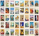40 cartoline da viaggio vintage con 40 diversi disegni sulla parte anteriore, carta spessa (40 VIntage Travel)