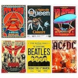 BDSHUNBF Set di 6 Rock Band Poster, Motivo Copertine Degli Album, Decorazione Artistica, Poster Musicali, Decorazione Artistica da Parete per Dormitorio Senza Cornice 20 x 25 cm