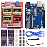 Youmile CNC Shield V3.0 Kit scheda di espansione con scheda per Arduino, driver del motore passo-passo DRV8825 4PCS e dissipatore di calore, cappuccio jumper 10PCS, cavo USB per macchina per incisione