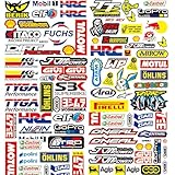3 Fogli Adesivi per Moto Adesivo Auto Tuning Sponsor Scooter Impermeabili in Vinile Kit Stickers Casco per Moto da Cross Adesivi per Kit Moto per Moto, Caschi, Motociclette, Skateboard(A)