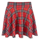 JOPHY & CO. Gonna Donna Plissettata Midi Versatile Vita Elastica (cod. 7089) (XS, Rosso Scozzese)