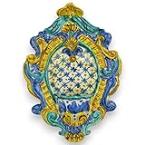 Acquasantiera in Ceramica Siciliana - h 30 x L 20 cm ca. Decoro Barocco MD7