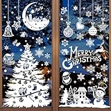 Adesivi Natalizi per Finestre, 202 pezzi Vetrofanie Natalizie per Finestre Vetrine Negozio Grandi Decorazioni Natalizie per la Casa, PVC Fiocchi di Neve Babbo Natale Stickers Natale per Vetrine