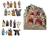 BLUSUPERSHOP presepe COMPLETO art6 50x40 cm alto 50 cm LEGNO E sughero MULINO con o senza pastori SENZA 10 PASTORI 7-8 CM TERRACOTTA O 8 CM PLASTICA SAN GREGORIO ARMENO tempio