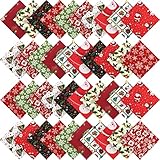 50 Pezzi Tessuto Natalizio Tessuto di Cotone Natale Quadrati di Tessuto Trapuntato con Stampa Quadrati con 10 Diversi Motivi Natalizi Patchwork di Cotone per Tessuto Artigianale Scrapbooking Fai-da-Te