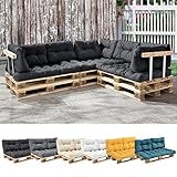 [en.casa] Cuscino Schienale per Mobili Pallet 60x40 cm in Poliestere Imbottitura Differenziata 10/20 cm Schienale per Bancale EPAL Divano Panca da Giardino - Grigio Scuro