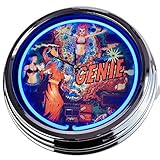 Orologio al neon Flipper Genie Gottlieb 1979 Orologio da parete decorativo, stile anni '50, stile retrò, orologio al neon, per sala da pranzo, cucina, soggiorno, ufficio, Blu, ca.44cm
