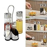 Anna Flowers Set 4 Pz. Oliera Inox Olio Aceto Sale Pepe Stand Tavolo Cucina Insalata Casa