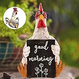 ODIWEN Resina Pollo Statua,Decorazione di pollo per la casa,Gallini decorativi,Decorazione per gallo,Statue di gallo, Gallina decorativa,Statua di gallina seduta,Ornamenti di Gallina