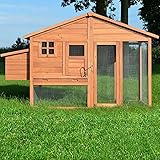 BB Loisir - Pollaio in legno per giardino, da esterno, per 5 galline / anatre, 2 trespoli, con casetta, 190 x 67 x 117 cm, pollaio di lusso, articolo n. 143