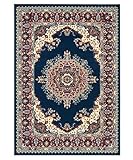 Parure (3 pezzi) di Tappeti economici persiani orientali stile classico 4480 blu tris scendiletto (1 pezzo 70x130 + 2 pezzi 55x105)
