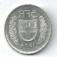 5 franchi svizzeri 1955 usato