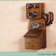 telefono vintage legno disco usato