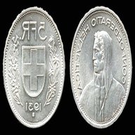 5 franchi svizzeri argento usato