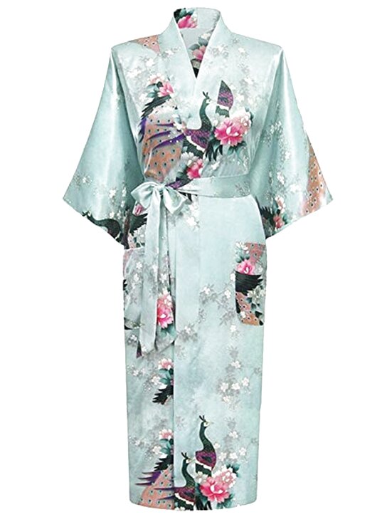 NSPSTT Giapponese Kimono Lungo Floreale Pigiama Donna Vestito Vestaglia Raso Cosplay del Costume 