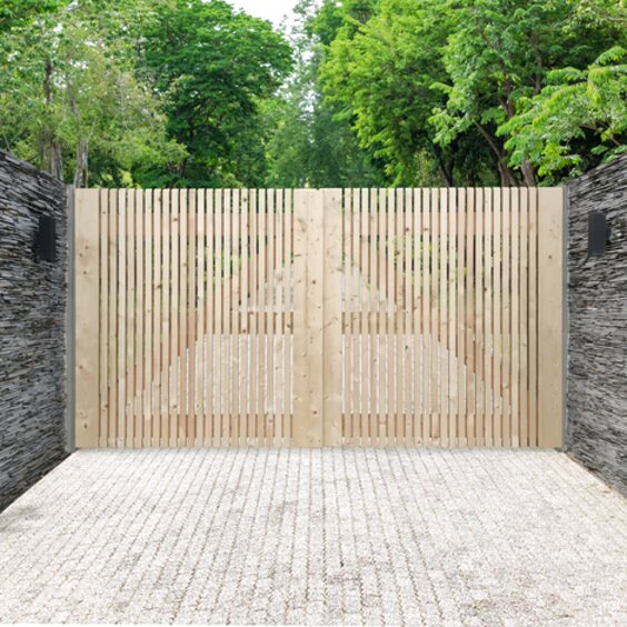 Tidyard Cancello per Steccato in Pino Impregnato FSC,Design ad Arco,Cancello per Recinzione da Giardino in Legno 100x100 cm 