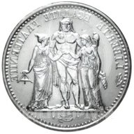 5 franchi argento francia usato