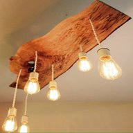 lampadario legno vintage usato