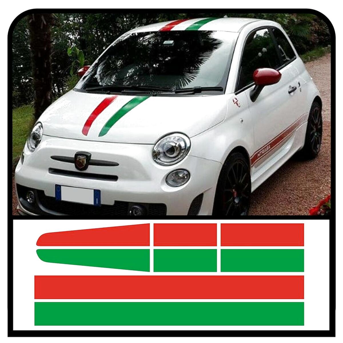 Fascia banda adesiva Tricolore bandiera Italiana Italia a strisce per auto 500 
