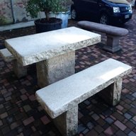tavolo da esterno con piano in pietra usato